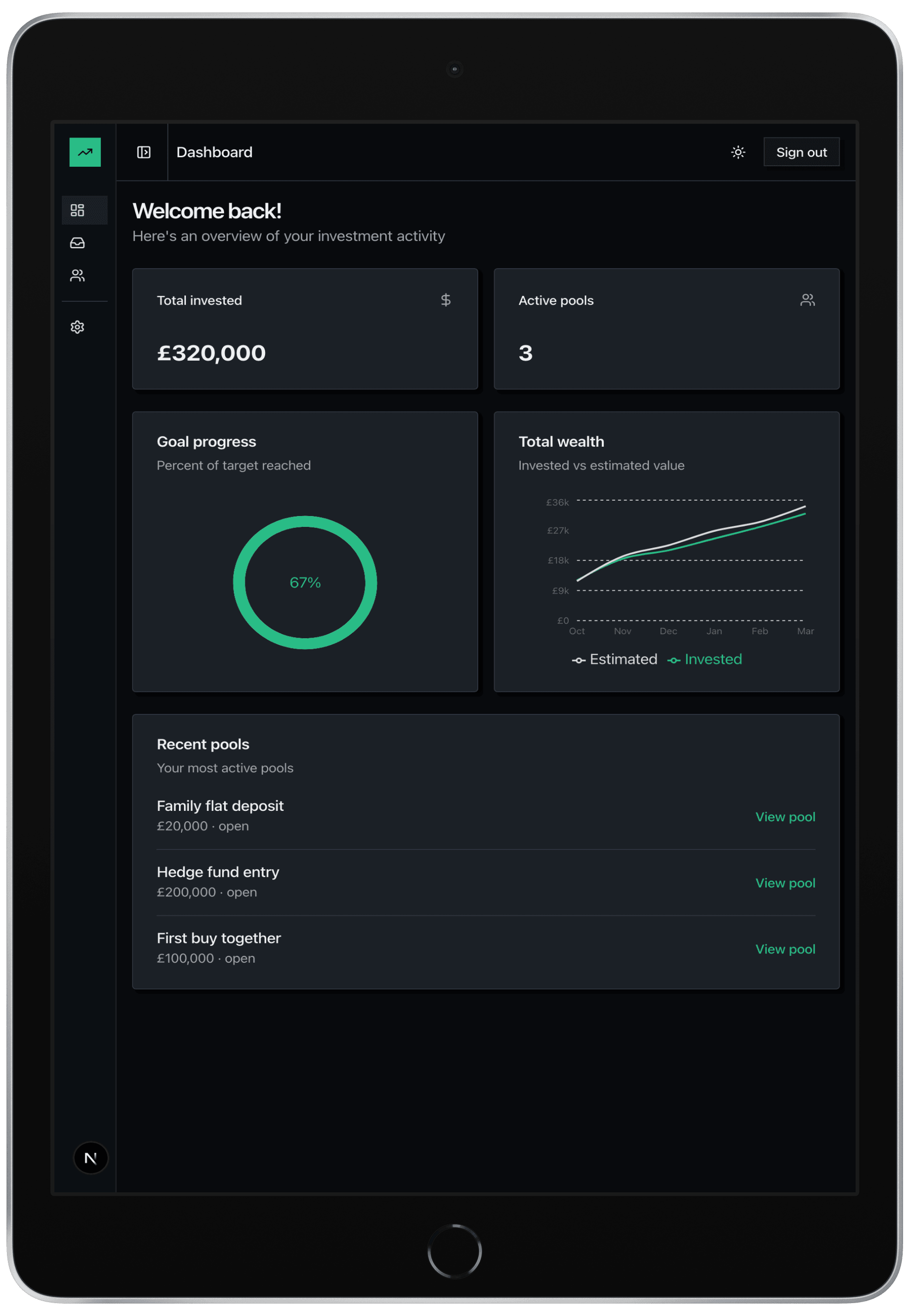 Palmae app on tablet